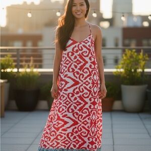 NWT Red and White Boho Maxi Dress